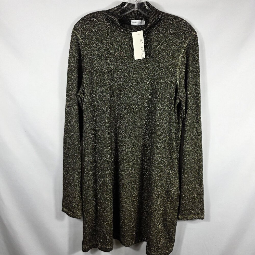 Michael Stars Olivia Sparkle Dress Women's Size XL Black with Gold Sparkle NEW